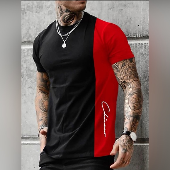 Men's Color Graphic Letter Print Short Sleeve Casual T Shirt *NEW* - Picture 1 of 5